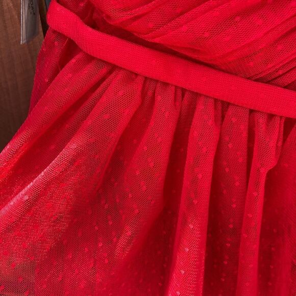 Mac Duggal One Shoulder Layered Tiered Tulle Gown Maxi Red NWT Size 16 - Picture 5 of 10